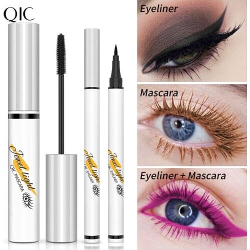 2pcs Eyeliner Mascara Set Ultimate Black Eye Make-Up Sets for Women Waterproof Colorful Quick Dry Big Eyes Makeup Cosmetics