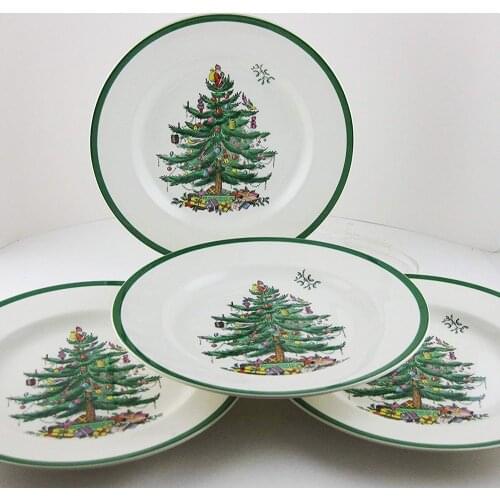Set of 4 6.5 INCH Christmas Tree Ceramic Plate Breakfast Beef Dishes Dessert Dish Fruit Snack Plate