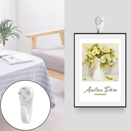 1 set Wall Mount Picture frame hook seamless needle decor home Plastic hanger frame clock tools photo Hook nail Wall O0U7