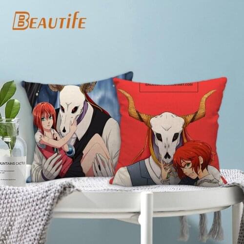 The Ancient Magus' Bride Pillowcase Bedroom Home Decorative Cover 45x45cm Square Zipper Pillow Cases Cotton Linen Fabric No Fade