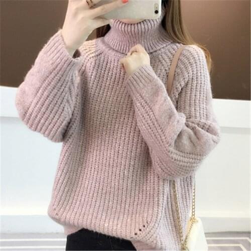 2020 New Spring High-neck Sweater Women Loose Sweater Womens Autumn Winter Lazy Wind Bottoming Sweaters Knit Pullover xa283