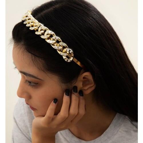 2021 New Womens Fashion Retro Wide-brimmed Cuban Hair Accessories, Punk Style Full of Diamonds, Metal Headband Wedding Gifts