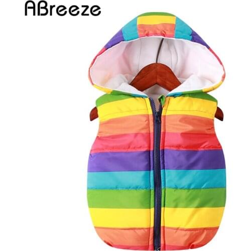 New autumn winter baby vests for boys & girls casual rainbow style children Waistcoats 1-7Y hooded vest coats baby child