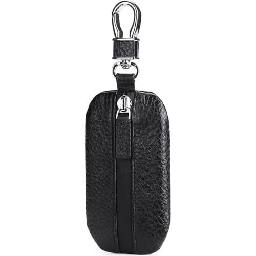 New Style Leather Car Key Case Leather Lychee Pattern Waterproof Zipper Car Universal Key Cover