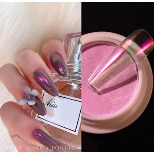 Upgraded Version Aurora Chrome Nail Glitter Powder Magic Mirror Effect Dip Pigments Decoration Polishing Dust 1g/Box