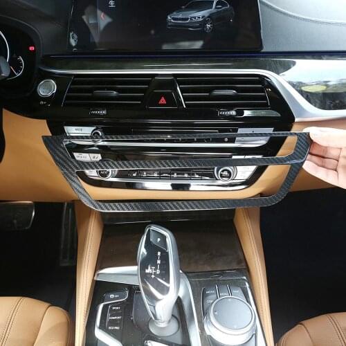 Real Carbon Fiber Car Central Control Air Conditioning Volume Frame Trim for BMW New 5 Series G30 2017-2019 Models Accessories