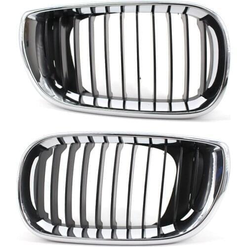 Pair Left Right Front Grille Grill Kidney Style Half Chrome Fit For BMW E46 02-05 3 Series 4 Door 320i 325i 330i 330xi 325xi