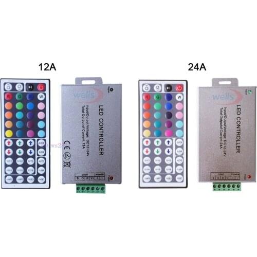 Free shipping 12A 24A 44key IR Remote Led RGB Controller 44key IR wireles Dimmer for 3528 5050 RGB led strip light,DC12V-24V