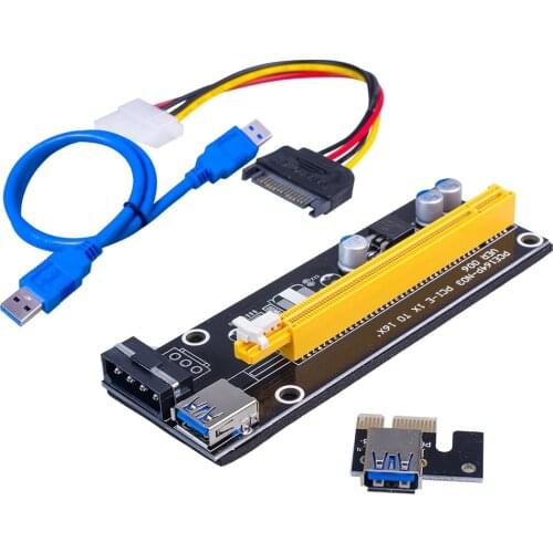006 PCI-E Riser Card USB 3.0 Riser Express 1X 4x 8x 16x Extender Adapter SATA 15pin to 4pin Power Cable for BTC Mining Miner
