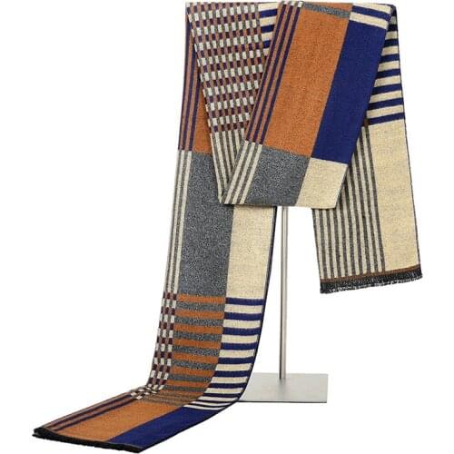 Foulard luxury cashmere scarf for mens winter leisure business Plaid neckwear and long Scarves style man gift