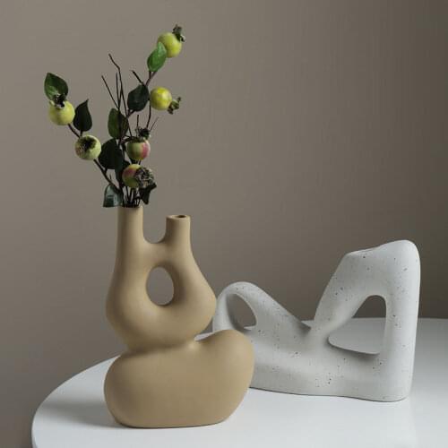 Nordic Art Decoration Simplicity Geometric Vase Ceramic Crafts Living Room Flower Arrangement Home Decoration Furnishings Gifts
