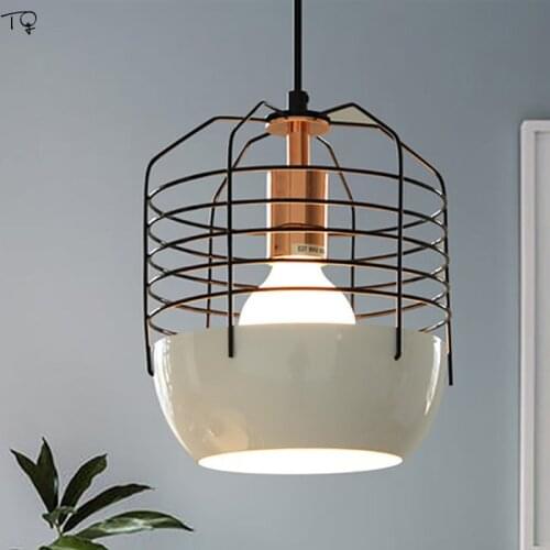 Nordic Rose Gold Birdcage Pendant Light Kitchen Fixtures Living Room Dining room Modern Hanginglamp Industrial Led Light Fixture