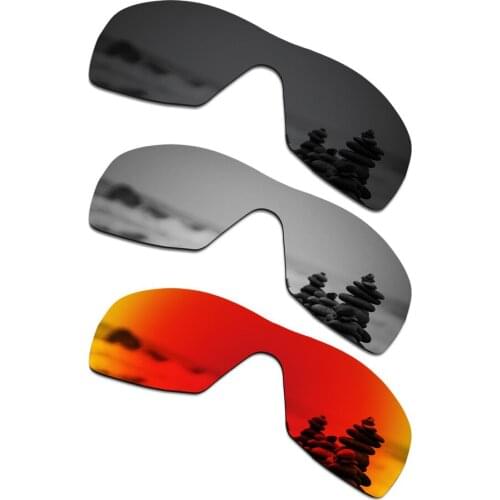 SmartVLT 3 Pieces Polarized Sunglasses Replacement Lenses for Oakley Dart Black and Silver Titanium and Fire Red