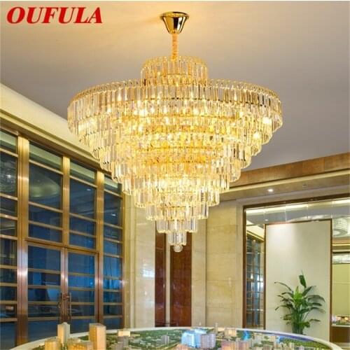 OUFULA Postmodern Gold Chandelier Crystal Pendant Lamp Luxury Light Home LED Fixtures for Living Dining Room