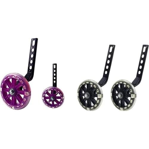 Training Wheels Flash Mute Wheel Bicycle Stabiliser Mounted Kit Compatible for Bikes of 12 14 16 18 20 Inch
