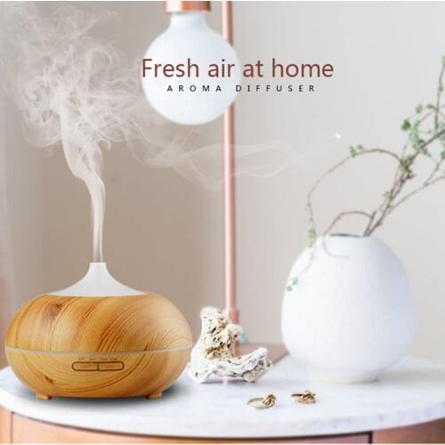 VVPEC 500ml Big Capacity Aroma Diffuser Aromatherapy Wood Grain Essential Oil Diffuser Ultrasonic Cool Mist Humidifier for Home