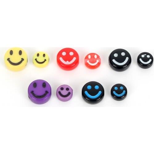 14 Styles Smiley Acrylic Beads Charm Round Loose Spacer Beads For Jewelry Making Needlework Diy Bracelet Accessories