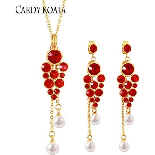 Cardy Koala Stainless Steel Crystal Jewelry Sets For women wedding