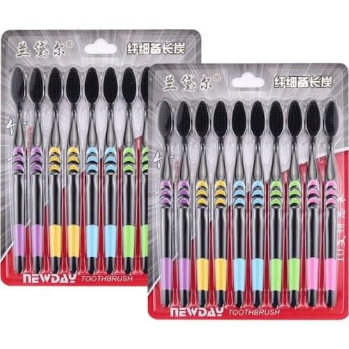 2/10PCS Ultra Soft Toothbrush Bamboo Charcoal Nano Brush Oral Care 625 Nano-antibacterial Toothbrush Black Heads