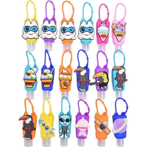 1PCS 30ml Silicone Cartoon Silicone Mini Hand Sanitizer Holder Hangable Liquid Soap Dispenser Containers