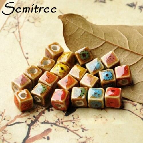 10Pcs/Lot 8mm Square Shape Ceramic Beads Bracelets Necklace Spacer Beads Loose Beads DIY Jewelry Making Handmade Supplies
