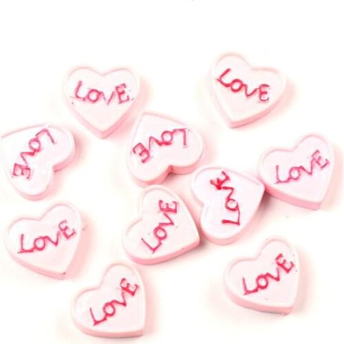20Pcs Pink Heart Love Cakes Resin Decoration Crafts Beads Frame Flatback Cabochon Scrapbook DIY Embellishments Accessories