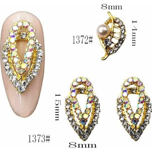 20pcs/pack Korea 3D Nail Art Accessories Alloy Drop Leaf Nail Deco Parts Glitter Rhinestone Charm Jewelry Nail Tips Supplies