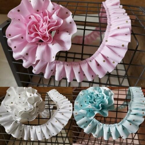 3.8cm Wide Rural Romantic Thread Folds Small Black Dot Lace Fabric Decoration With Diy Clothes Skirt Curtain Home Textile Sewing