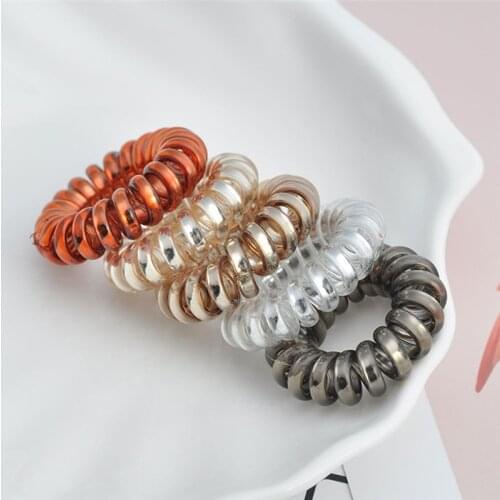 5Pcs Elastic Hair Bands Girls Rubber Band Hair Rope Spiral Shape Hair Ties Gum Telephone Wire Hair Styling Accessories