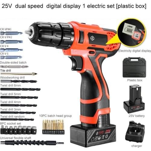 Electric Screwdriver Cordless 1 Battery Lithium 12V 25V 36V Drill Power Tools Professional 2 Speed Screwdriver Screw Driver