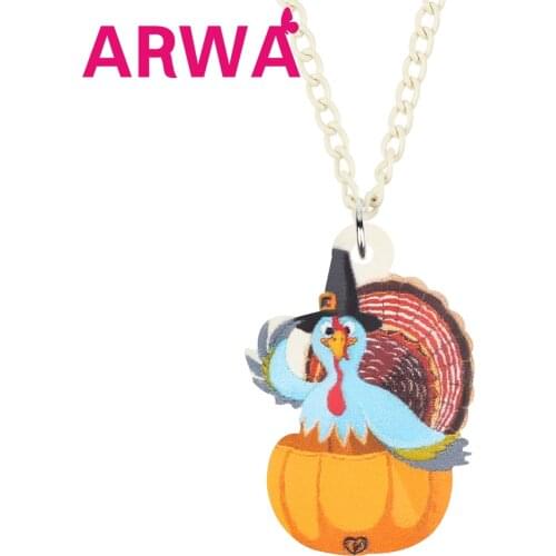 ARWA Acrylic Cartoon Turkey Chicken Necklace Chain Pendant Animal Jewelry For Women Girls Kids Gift Festival Charm Decoration