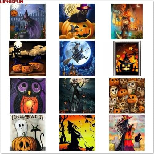 5D Full Drill Diy Diamond Painting Cross Stitch Resin Square/round Diamond Embroidery Decoration cartoon Halloween pumpkin ghost