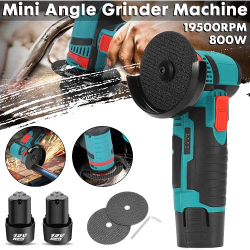 Brushless 12V Mini Angle Grinder Machine 800W Cordless Polishing Angle Grinding Machine with Two Batteries Tool Grinder Machine