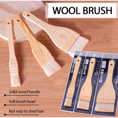 Household Kitchen Brush Barbecue Oil Brush Wooden Handle Wool Flat Mooncake Pastry Baking Brush Kitchen Cooking Brush