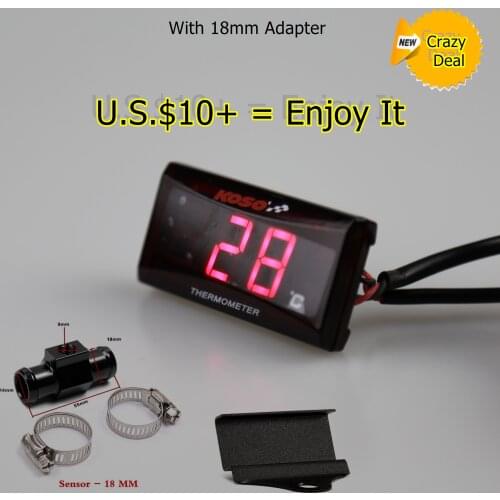 KOSO Square Temperature Sensor Water Temperature Meter For Motorcycle Yamaha Y15 ZR XMAX250 300 NMAX CB 400 CB500X