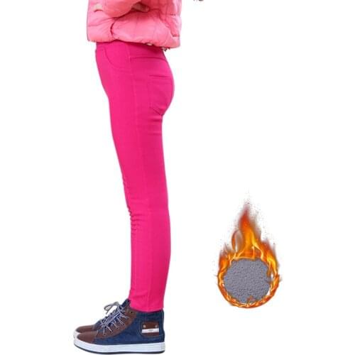 Childrens Plush Pencil Pants Candy Color Boys' Girls' Fleece Trousers Girls Velvet Pants