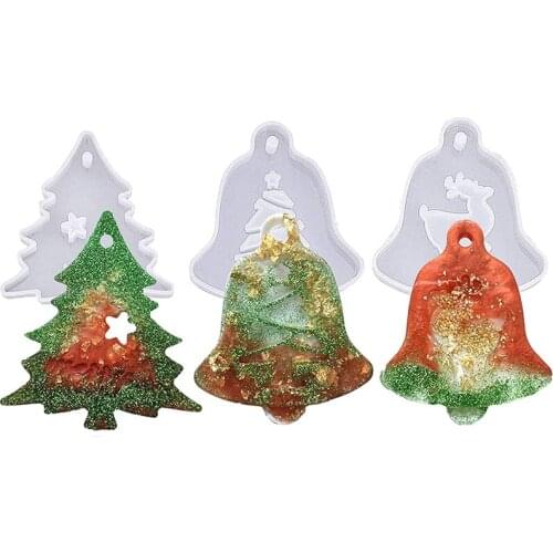 Christmas Resin Molds - 5 Silicone Molds for Making Christmas Ornaments - Including Tree/Bells/Snowflake/Love Tags