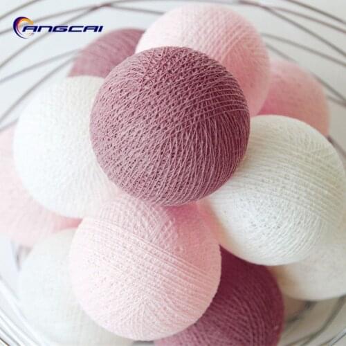 New color sweet Rosy cotton ball string lights fairy party wedding home garden garland decor,AA battery/USB/Plug in powered