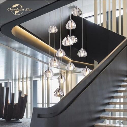 Postmodern LED Chandeliers Lighting Round Crystal Indoor Lustre Pendant Lights for Kitchen Bedroom Staircase Dining Room Bedroom