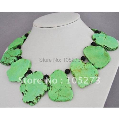 Classic !Huge Big AA A4MM-30MM Black Crystal & Lava Beads & Green Necklace 18inch Fashion Jewelry New Free Shipping