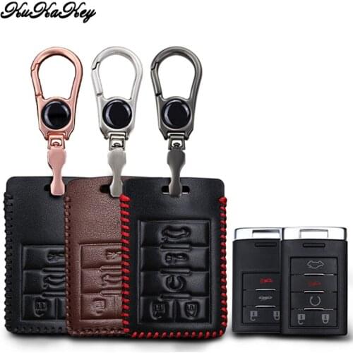 Leather Car Key Cover Ring For Cadillac Escalade ATSL SRX XTS SLS CTS STS ATS BLS Seville DTS Key Shell For Chevrolet Corvette