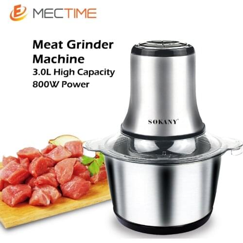 Stainless Steel Food Processor Meat Grinder Machine Electric Chopper Blender for Spices Vegatable Home Use