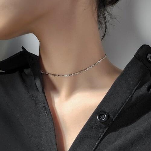 Fashion cute silver plated choker for women Simple short chain necklace jewellery for female Choker Clavicle Chain for girls