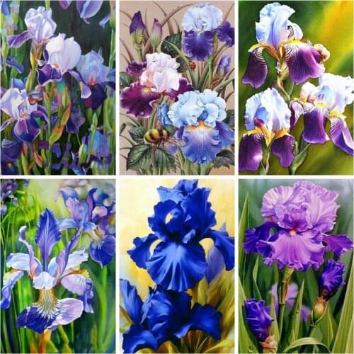 Huacan 5d DIY Diamond Painting Kit Full Square Iris Diamond Embroidery Cross Stitch Mosaic Flower Beaded Pictures