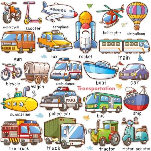 Boys Truck Car Animal Decoration Stickers Baby Early Childhood Cartoon Tile Adhesive English Sticker Princess Children Room