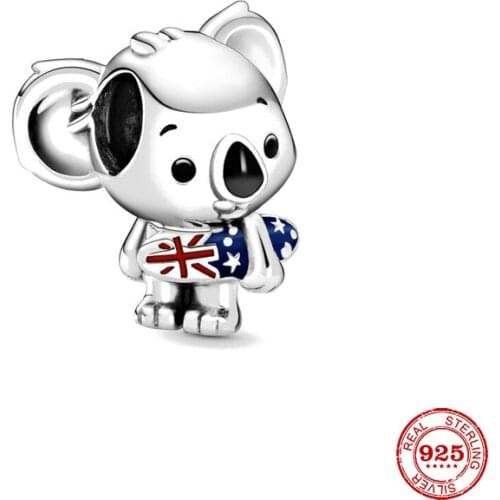 New Original silver color Surfing Koala bead charm fit european pandora charms bracelet bangles diy jewelry P507