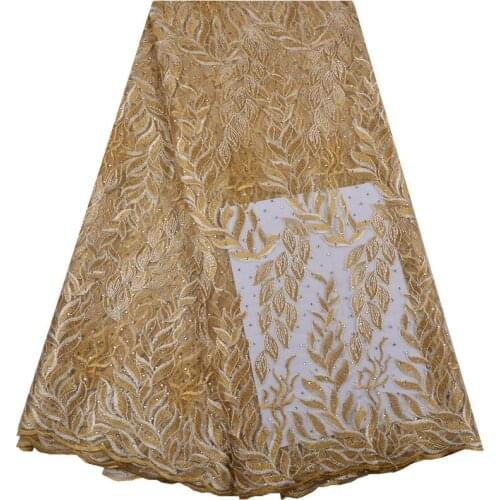 Wholesale French Net Lace Fabric With Stones High Quality 2018 Latest Popular African Tulle Lace Fabric For Wedding Dresses 1345