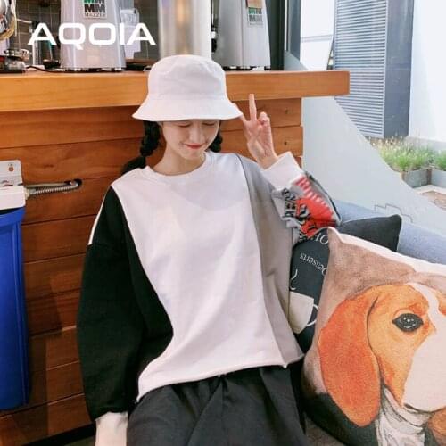 2020 Autumn Streetwear Patchwork Loose Women Hoodies Chic Plus Size Sweatshirt INS Fashion Korean Sweatshirt Female Pullovers