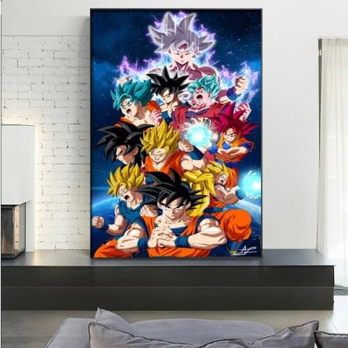 Bandai Dragon Ball Goku Super Saiyan Art Poster Living Room Bedroom Wall Decoration Home Decor Mural Canvas Painting Cudros