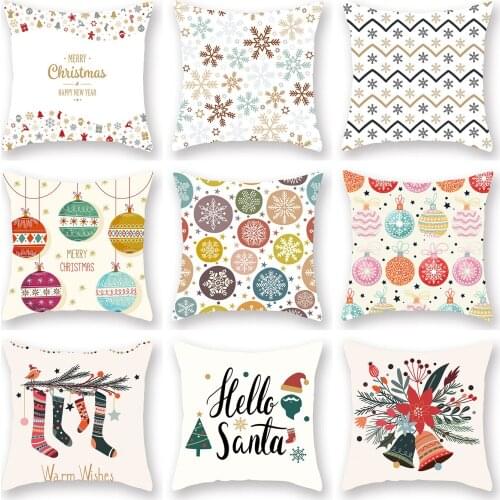 Polyester Fiber Christmas Style Cushion Cover Merry Christmas Santa&Elk Claus Home Decorative Pillows Cover